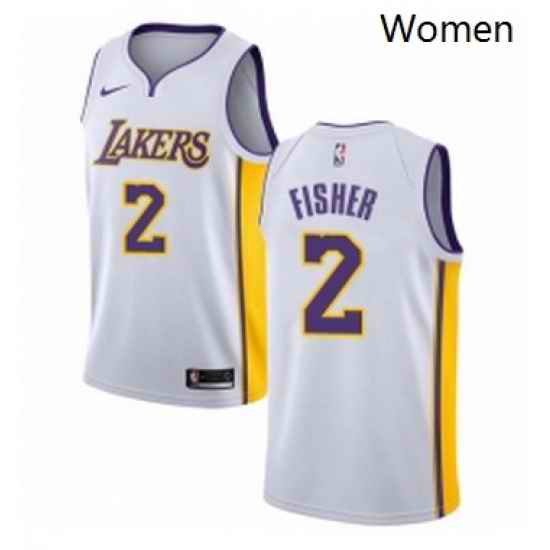 Womens Nike Los Angeles Lakers 2 Derek Fisher Authentic White NBA Jersey Association Edition